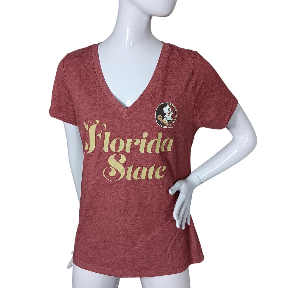 University T Florida State Women's Graphic T-shirt Size Large Burgundy and Gold